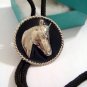 HORSE Head ROUND Black Enamel BOLO TIE WESTERN NECKLACE