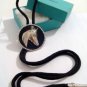 HORSE Head ROUND Black Enamel BOLO TIE WESTERN NECKLACE