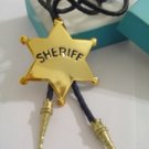 GOLD TONE Sheriff STAR BOLO TIE WESTERN COWBOY NECKLACE