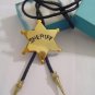 GOLD TONE Sheriff STAR BOLO TIE WESTERN COWBOY NECKLACE