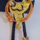 Gold Tone SADDLE BOLO TIE Cowboy WESTERN NECKLACE
