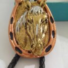 GOLD TONE HORSE BOLO TIE WESTERN COWBOY NECKLACE