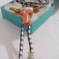 GOLD TONE BUFFALO Bull BOLO TIE WESTERN COWBOY NECKLACE