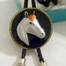 Black Enamel HORSE BOLO TIE WESTERN COWBOY NECKLACE
