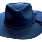 UNISEX 100% Genuine Leather BLACK Cowboy HAT FREE SHIP