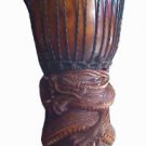 19" AFRICAN DJEMBE WOOD DRUM SNAKE Dragon FREE SHIPPING