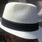 White Straw Fedora Unisex One Size Hat