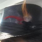 Black Straw with Feathers Fedora Unisex One Size Hat