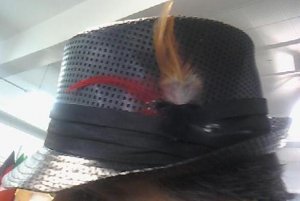 Black Straw with Feathers Fedora Unisex One Size Hat