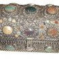 10" INDIA PEWTER SAFE JEWELRY BOX w STONE FREE SHIPPING