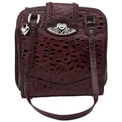 Embassy Burgundy Genuine Leather Purse with Silver Tone Hearts