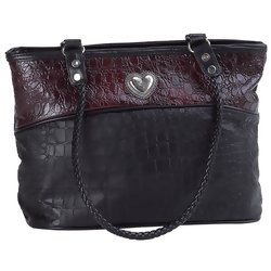 Embassy Handbag with Alligator Embossed Italian Stone Design Genuine Leather