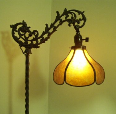 Fitter Mica Shade Jack O' Lantern Lt Amber for Your Antique Vintage Bridge Floor Lamp Base NYM Arts