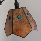 Turquoise Jeweled Light Amber Mica Shade by NYM Arts for your Vintage Antique Floor Bridge Lamp