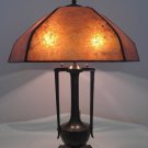 Signed Moe Bridges Antique Vintage Lamp with NYM Arts Daum Hex Mica Shade