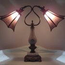 Antique Double Gooseneck Onyx Lamp with Mica Shades by NYM Arts