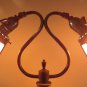 Antique Double Gooseneck Onyx Lamp with Mica Shades by NYM Arts