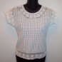 BANDO Hand Crocheted Cap Sleeve White Cotton TOP Shirt Size S Small wt-2 location97