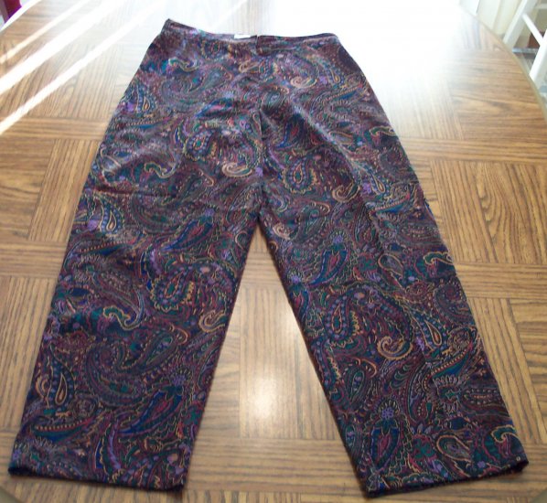 Retro Coldwater Creek Women's Multi Colored Paisley Pants Size 8P 8 ...