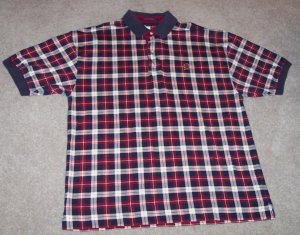 TOMMY HILFIGER MEN'S SHORT SLEEVE Plaid POLO Shirt  Size L Large 001SHIRT-4