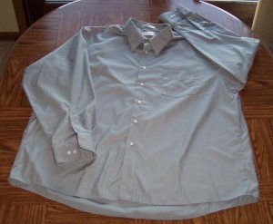 VAN HEUSEN MEN'S Poplin Long Sleeve Gray SHIRT Size 18 1/2 Neck 34/35  001SHIRT-22 location100