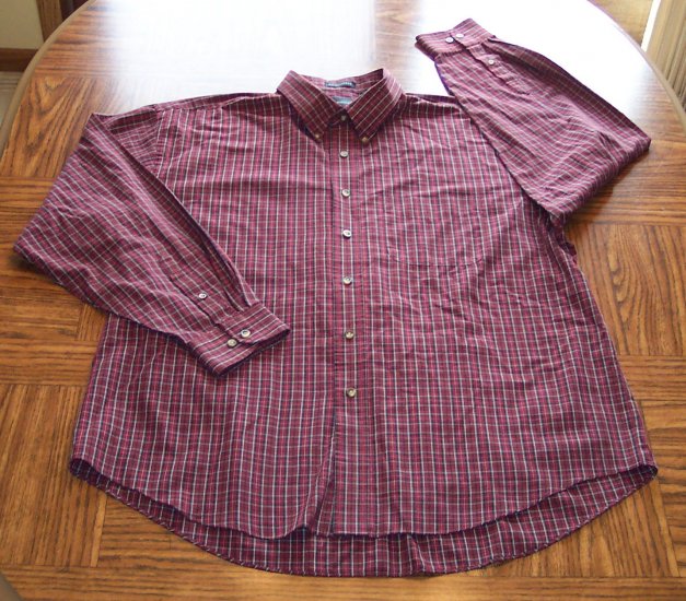 ARROW MEN'S Red Plaid Long Sleeve SHIRT Size XL Wrinklefree 001SHIRT-39 ...