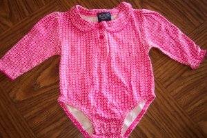 HONORS BABY INFANT Girls Pink Floral Long Sleeve Onesie TOP 12 Months (bin3)