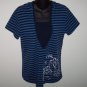 Hooded NORTHCREST Blue Navy Stripe Top Shirt Size L Large (bin7)