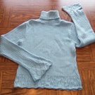 GREAT AMERICAN SWEATER CO Light Blue Cable Knit SWEATER Size L Large locationw5