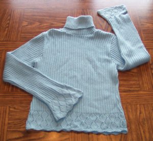 GREAT AMERICAN SWEATER CO Light Blue Cable Knit SWEATER Size L Large locationw5
