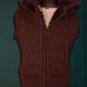WET SEAL Brown Fur Reversible Knit Hooded SWEATER Top Jacket Size L Large Juniors
