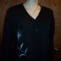 Embellished Knit Sweater KAREN LESSLY Charcoal CARDIGAN Top Size PM Petite Medium location98