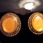 Vintage AVON Oval Orange Cab Goldtone Pierced EARRINGS 23ear