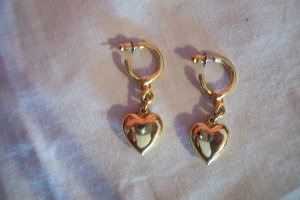 Vintage Goldtone Heart Drop Pierced EARRINGS 24ear