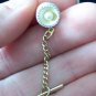 Vintage Goldtone Faux Pearl Scalloped Cut Edge Tie Tac Men's Jewelry