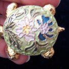 Unique Goldtone & Enamel TURTLE BROOCH Pin Costume Jewelry Vintage 1pin