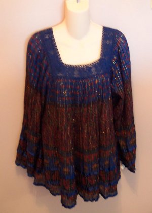 Retro BabyDoll Hippie Wide Sleeve MARISOL Shirt Top Size M Medium locationw10