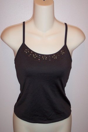 Fun and Flirty NEW YORK & COMPANY Brown TANK Shirt Top Size XS Extra Small locationw11