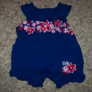 Baby Connection INFANT Girl's Hawiian Theme Blue Romper 0-3 Months locationw9