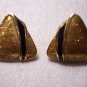 Vintage Goldtone Glitzy Triangle Post Pierced EARRINGS 26ear