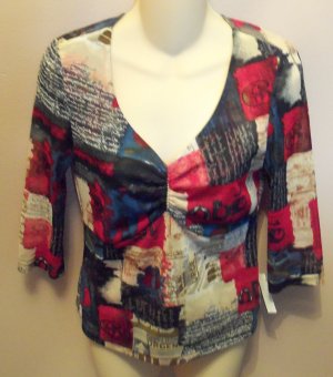 Tribal Abstract Print 3/4 Sleeve Top Size S Small wt-17 location5