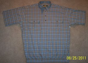 Cabela's Mens Short Sleeve Shirt Blue Plaid Size L Large 001SHIRT-69 location7