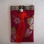 Silk Cell Phone Holder - Burgundy - Floral Design