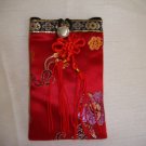 Silk Cell Phone Holder - Red - Floral Design