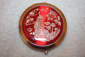 Peacock - Red Compact with double mirrors