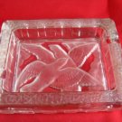VINTAGE NESTING CIGARETTE HOLDER & ASH TRAY,ETCHED GLASS