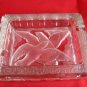 VINTAGE NESTING CIGARETTE HOLDER & ASH TRAY,ETCHED GLASS