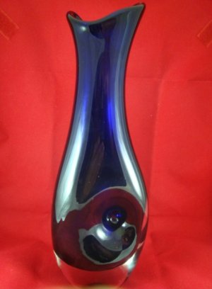 Murano handblown vase, 'Modern Blue Teardrop'