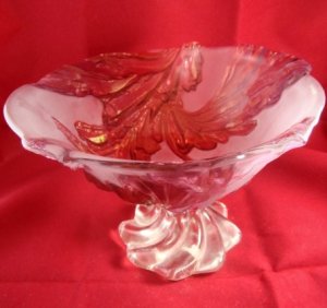 Vintage Heavy Murano Italy Art Glass Bowl Purple Violet