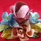 Nuova Capodimonte flower basket with 5 roses glazed